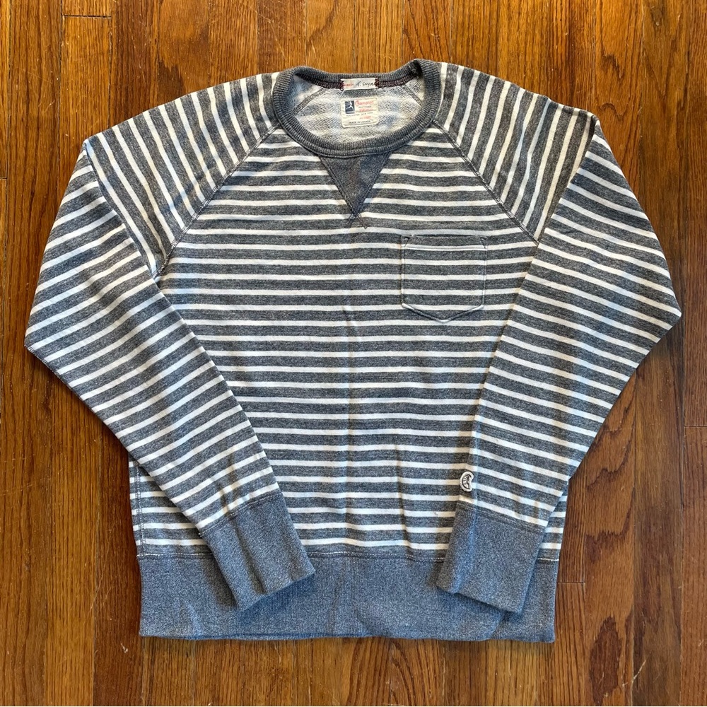 Todd Snyder Champion Gray and White Striped Sweatshirt
